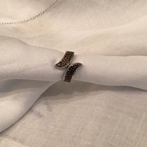 Black pave silver ring
